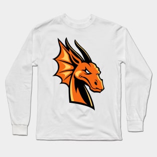 Orange Dragon Face Logo Long Sleeve T-Shirt